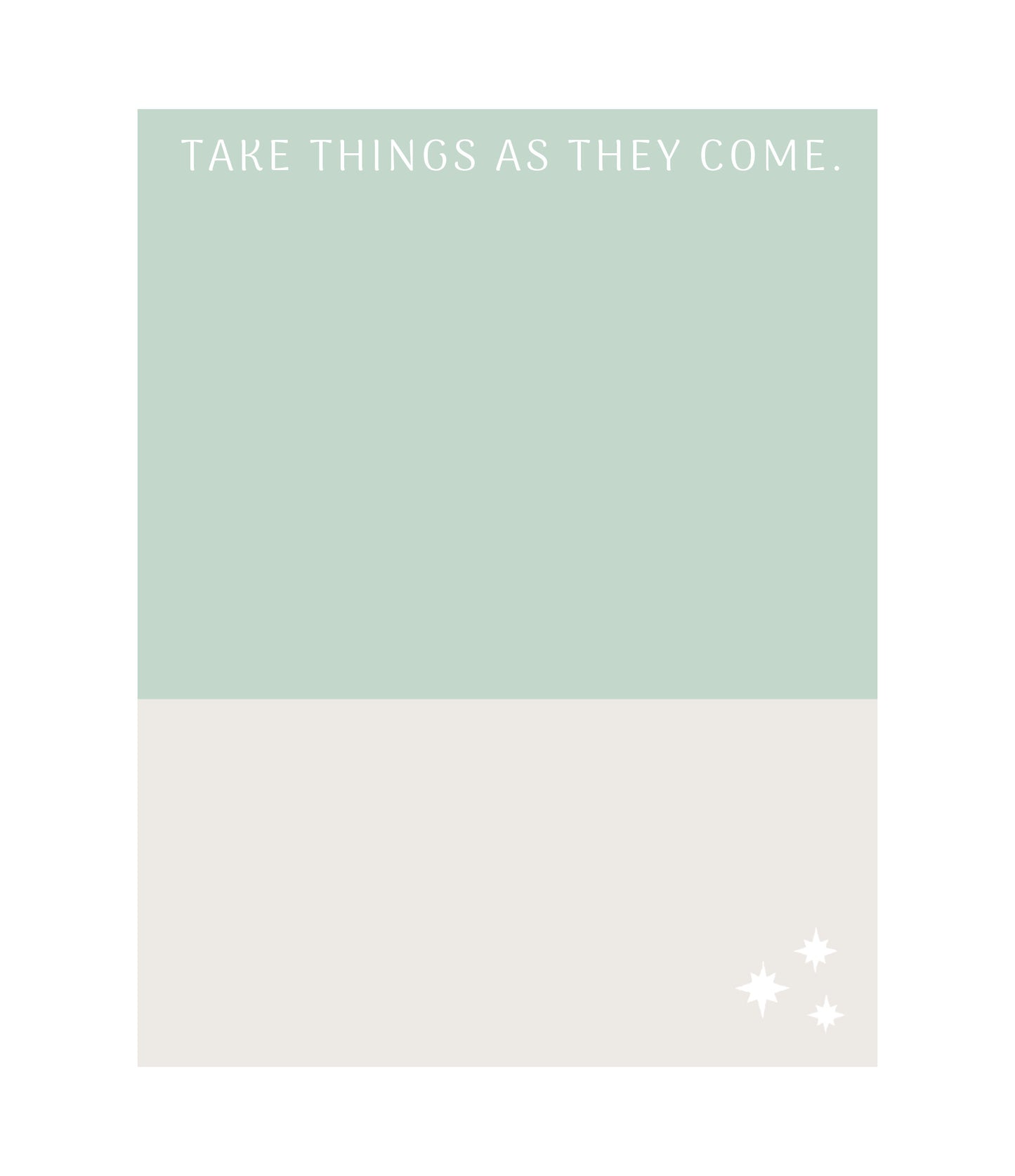 Magpie x Mamey notepad with “Take Things As They Come” design, 50 sheets, 4.25 by 5.5 inches