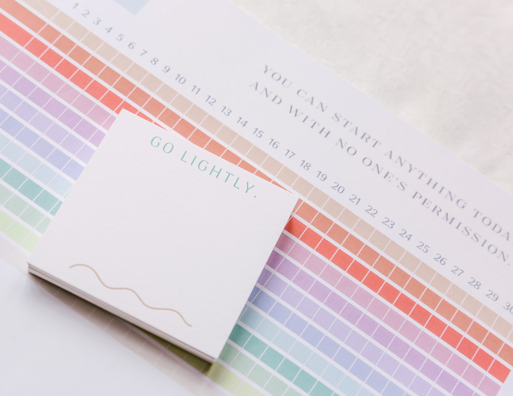 Magpie x Mamey post-it pad on rainbow habit tracker with inspirational quotes