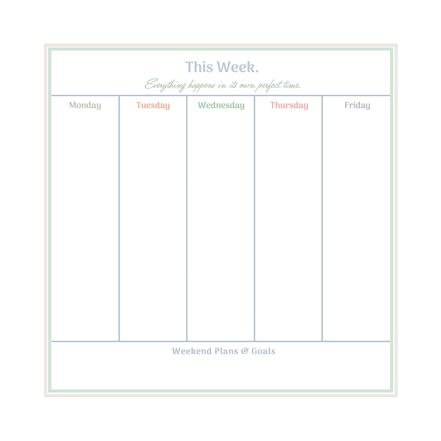 Magpie x Mamey weekly planning pad, 50 sheets, 8x8 inches, cardboard backed