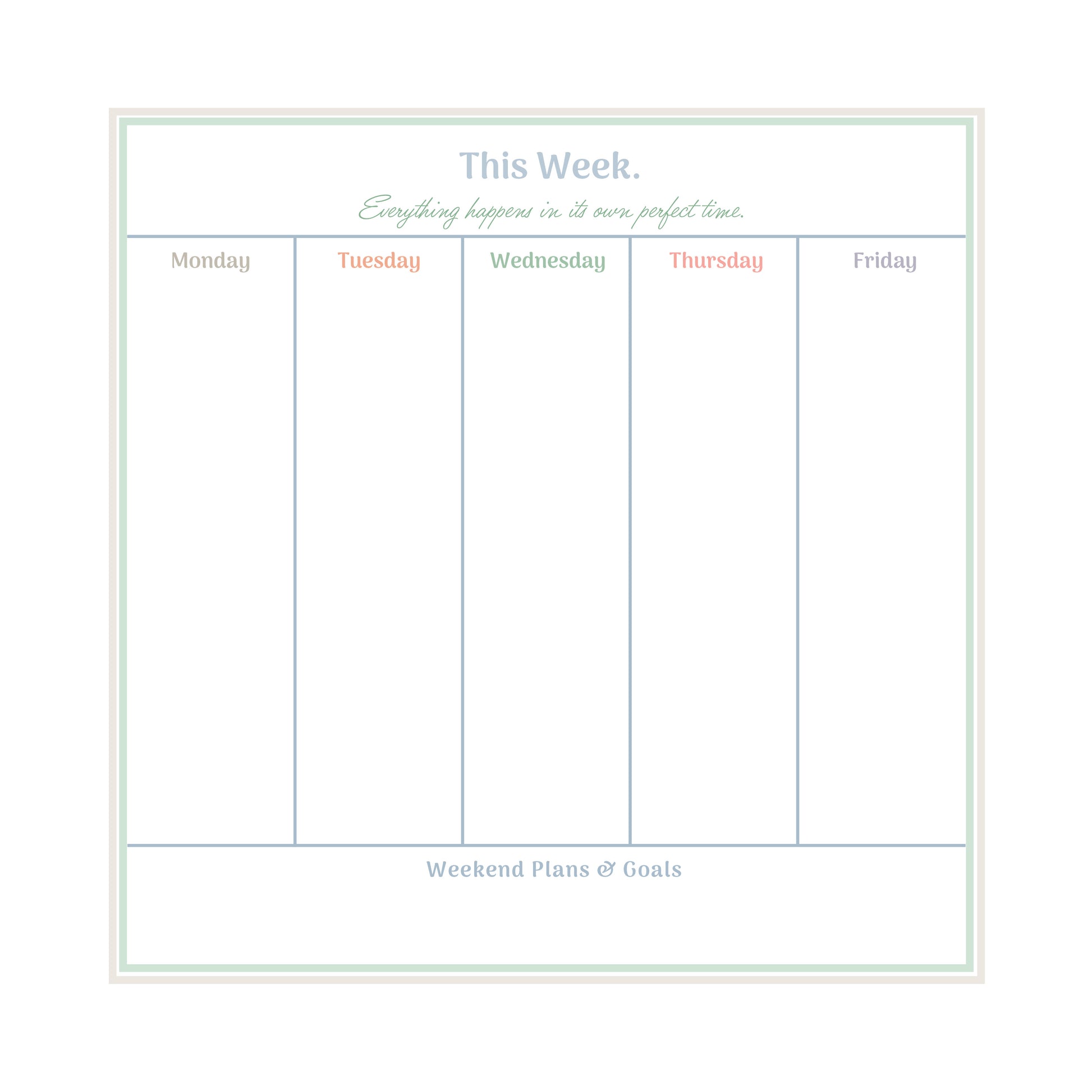 Magpie x Mamey weekly planning pad, 50 sheets, 8x8 inches, cardboard backed